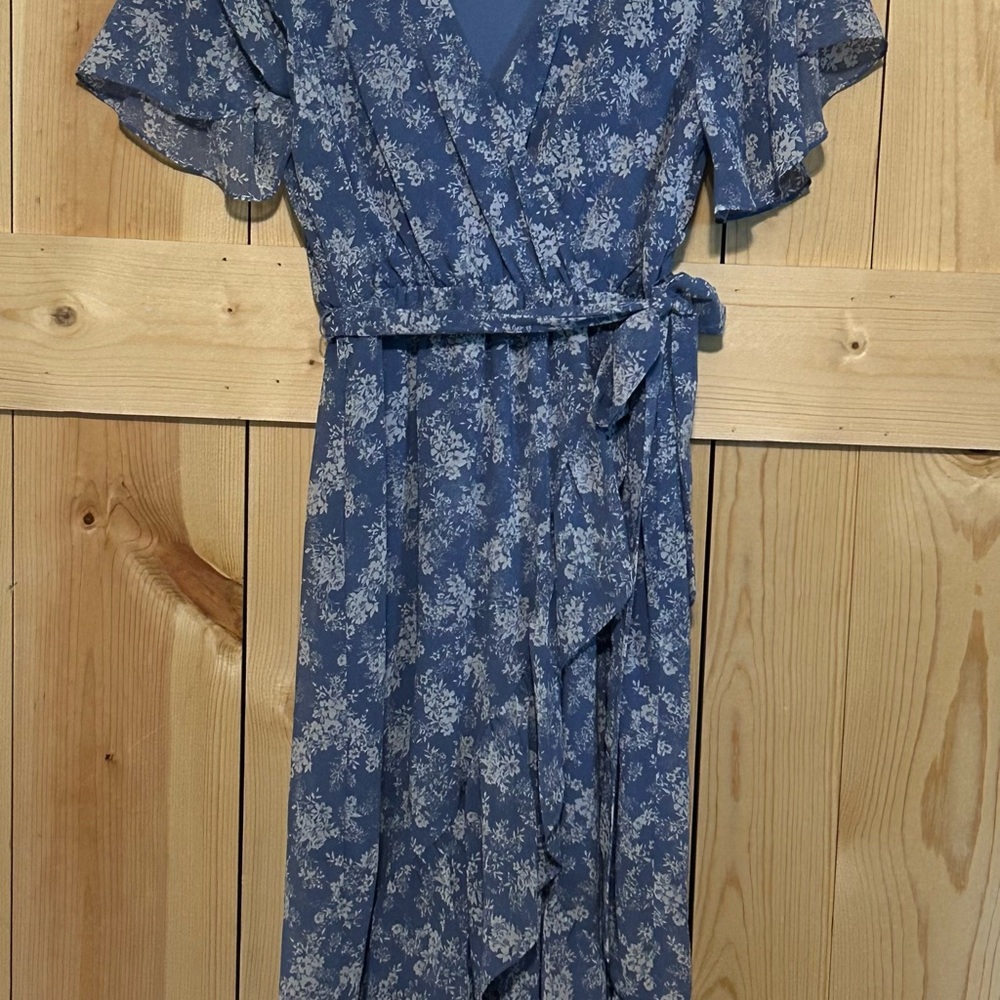 SO Asymmetrical Blue Floral Dress